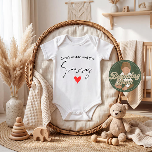 Can't wait to meet you Sissy Onesie® - Baby announcement gift - Sentimental Announcement Onesie® __etsy:8305261333