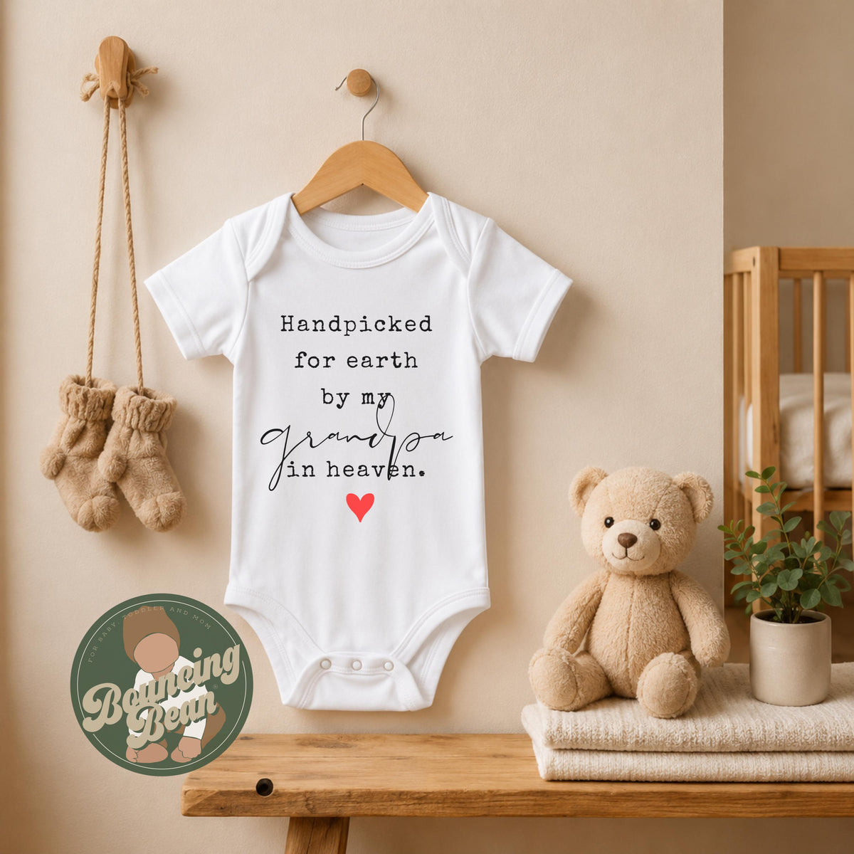Handpicked for earth by my Grandpa in heaven Onesie® - Baby announcement gift - Sentimental Announcement Onesie® __etsy:8257442274
