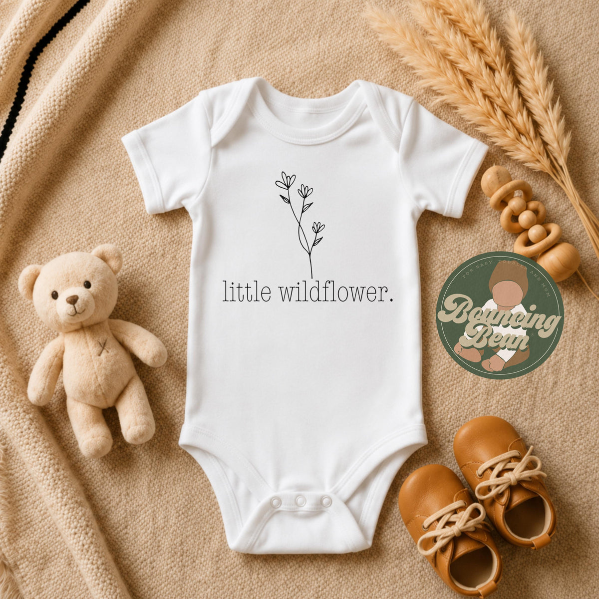Little wildflower Onesie® - Minimalist nature themed baby Onesie® - Wildflower baby Onesie® bodysuit __etsy:8317508789