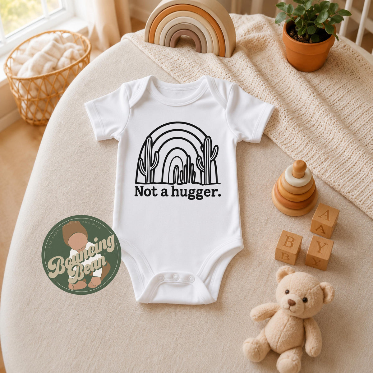 Not a hugger Onesie® - Rainbow desert themed baby Onesie® - Funny baby Onesie® bodysuit __etsy:8317399683