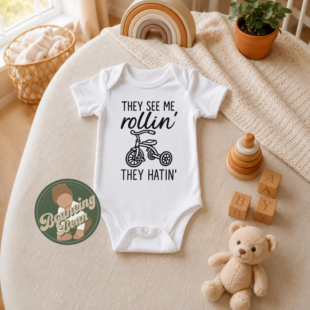 They see me Rollin' Onesie® - Funny themed baby Onesie® - Tricycle baby Onesie® bodysuit __etsy:8270057596