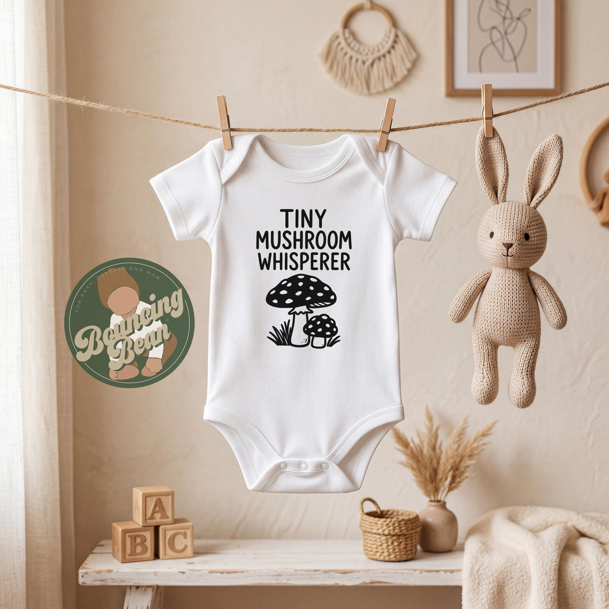 Tiny mushroom whisperer Onesie® - Mushroom baby Onesie® - Minimalist themed baby Onesie® __etsy:8258153650