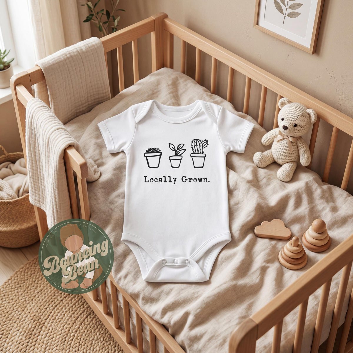 Locally grown plant Baby Onesie® and toddler T-Shirts - Plant baby Onesie® - Cute minimalist plant clothing