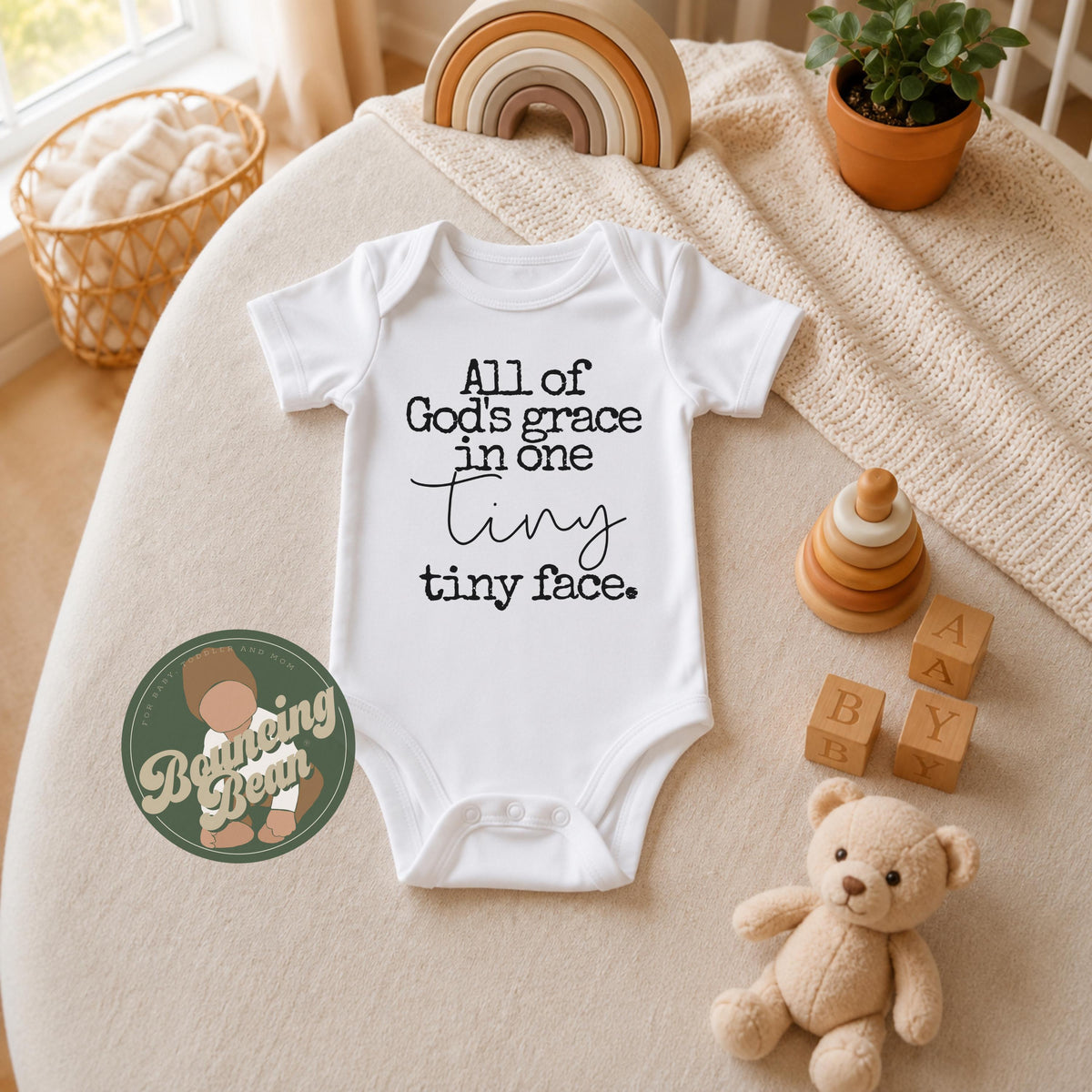 All God's grace in one tiny face Onesie® - Religious Onesie® - Faith Onesie® and toddler shirts