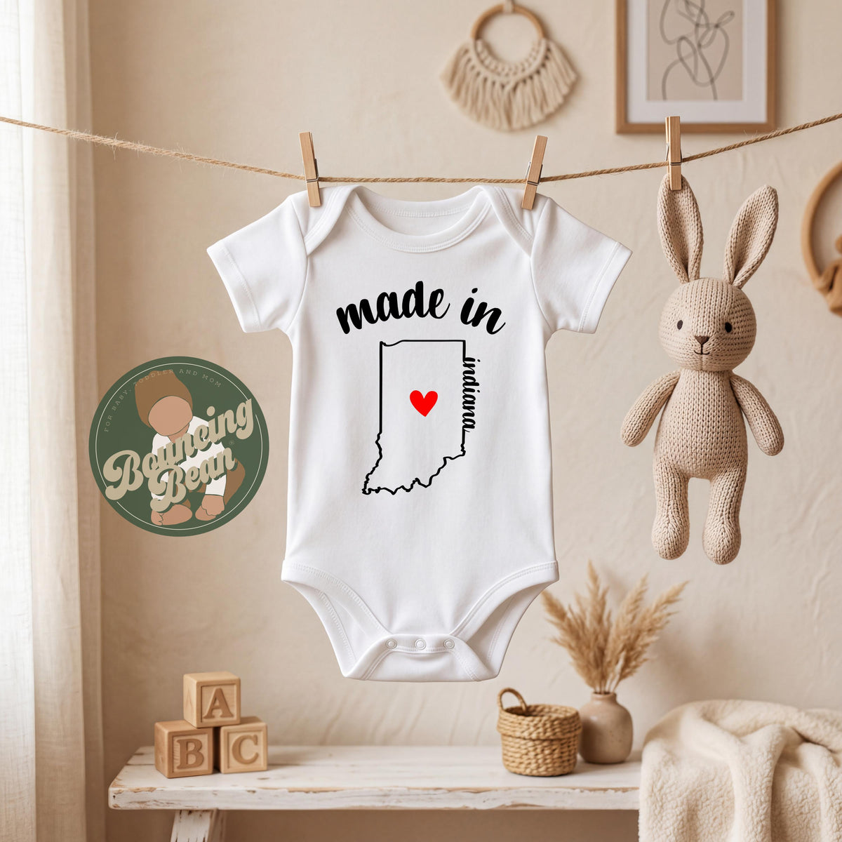 Made in Indiana state Onesie® - Indiana baby clothes - State themed Onesie® baby bodysuit gifts