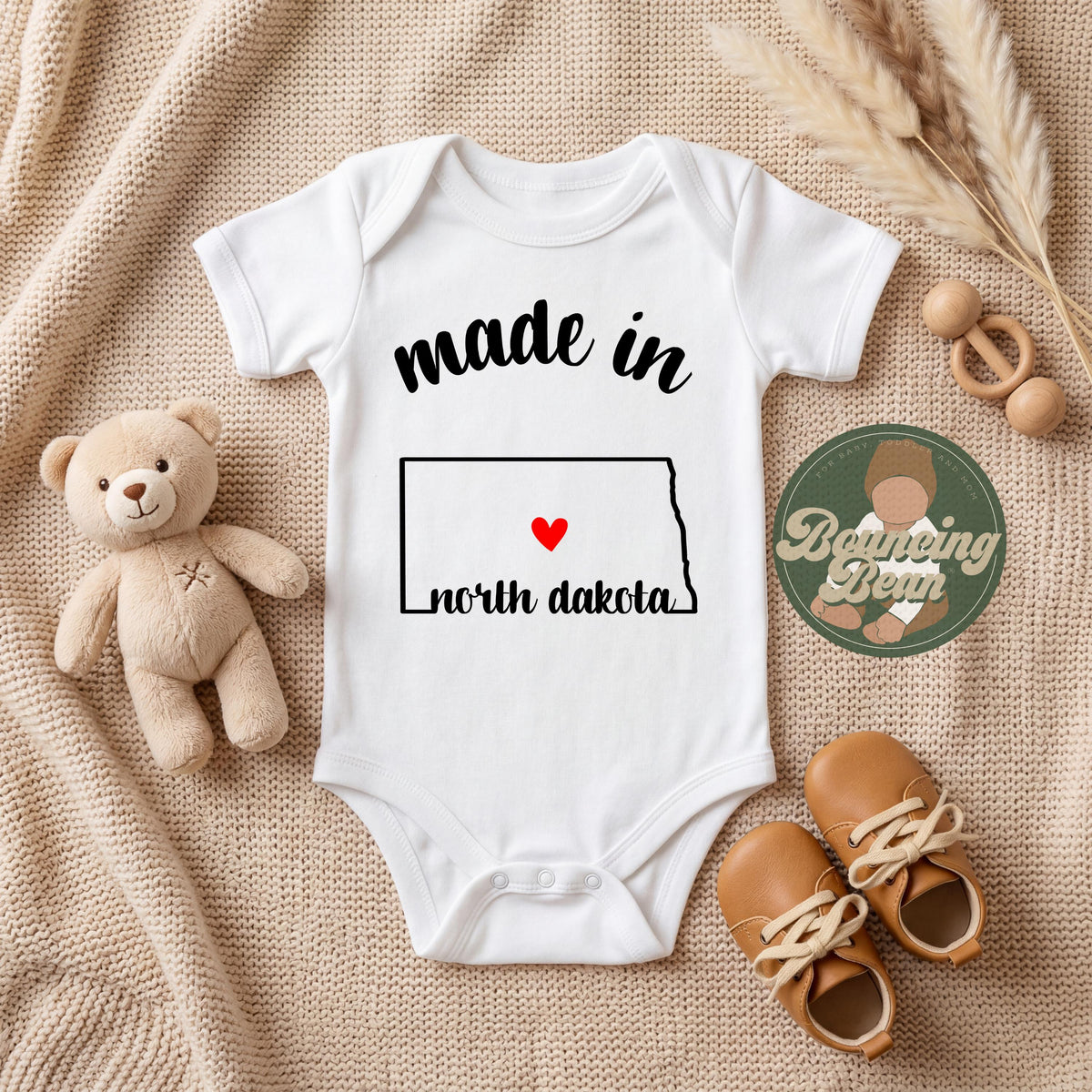 Made in North Dakota state Onesie® - North Dakota baby clothes - State themed Onesie® baby bodysuit gifts