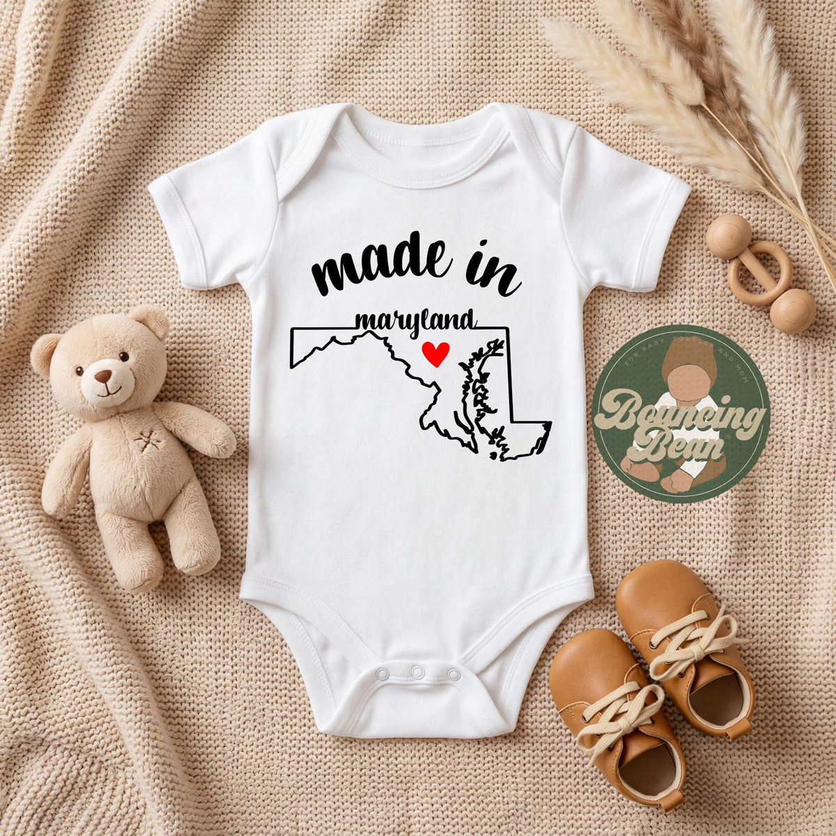 Made in Maryland state Onesie® - Maryland baby clothes - State themed Onesie® baby bodysuit gifts