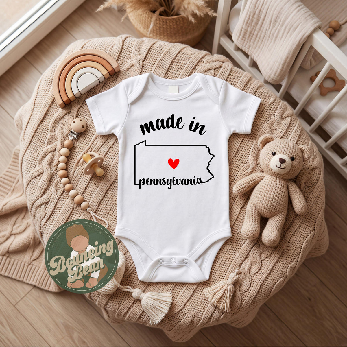 Made in Pennsylvania state Onesie® - Pennsylvania baby clothes - State themed Onesie® baby bodysuit gifts