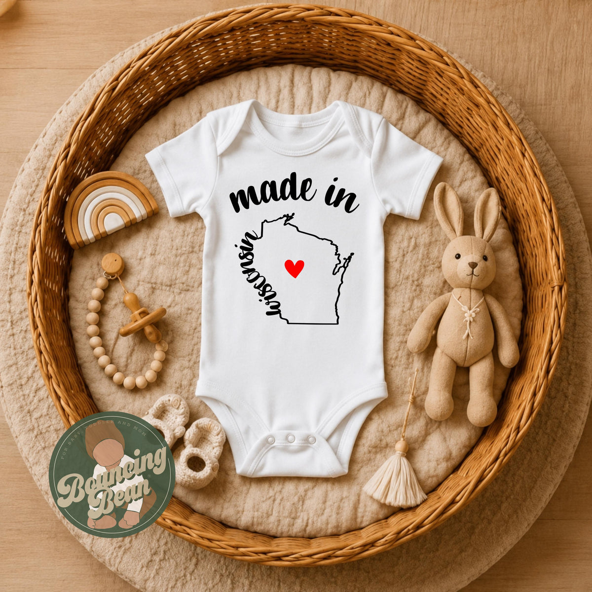 Made in Wisconsin state Onesie® - Wisconsin baby clothes - State themed Onesie® baby bodysuit gifts