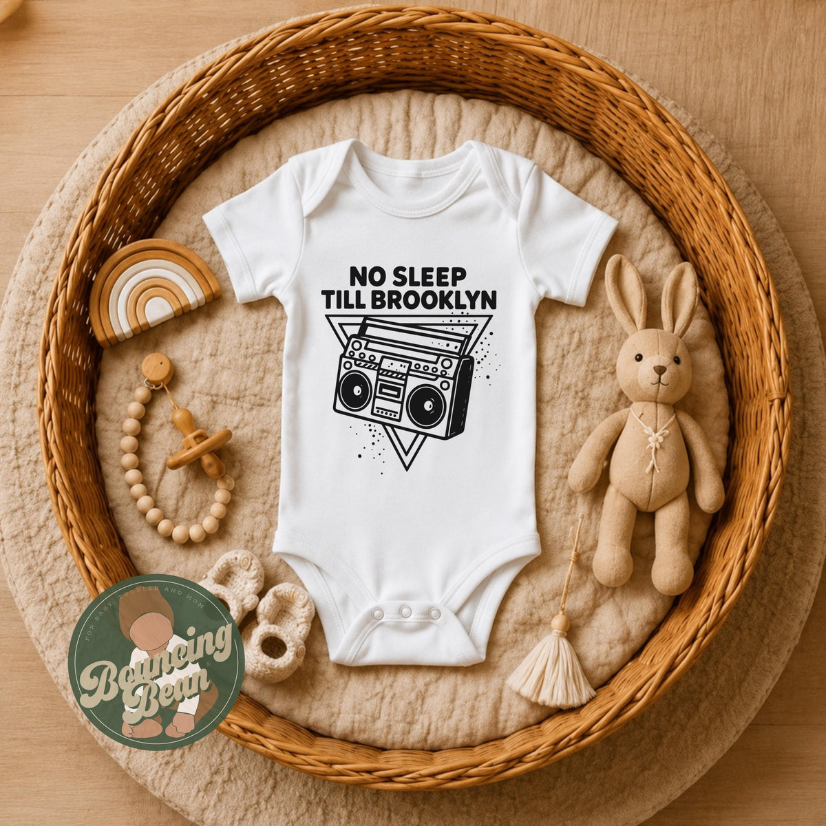 No sleep till Brooklyn Onesie® - 90s retro themed baby Onesie® - Music themed Onesie® bodysuit