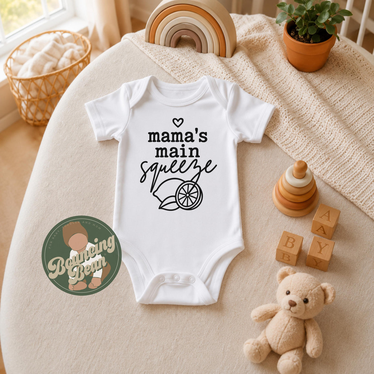 Mama's main squeeze Onesie® - Lemon food themed baby Onesie® - Funny baby shower gifts