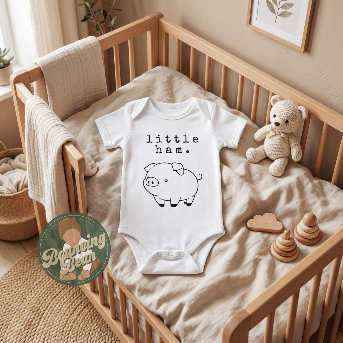 Little Ham Onesie® - Animal themed baby Onesie® - Pig baby Onesie® bodysuit