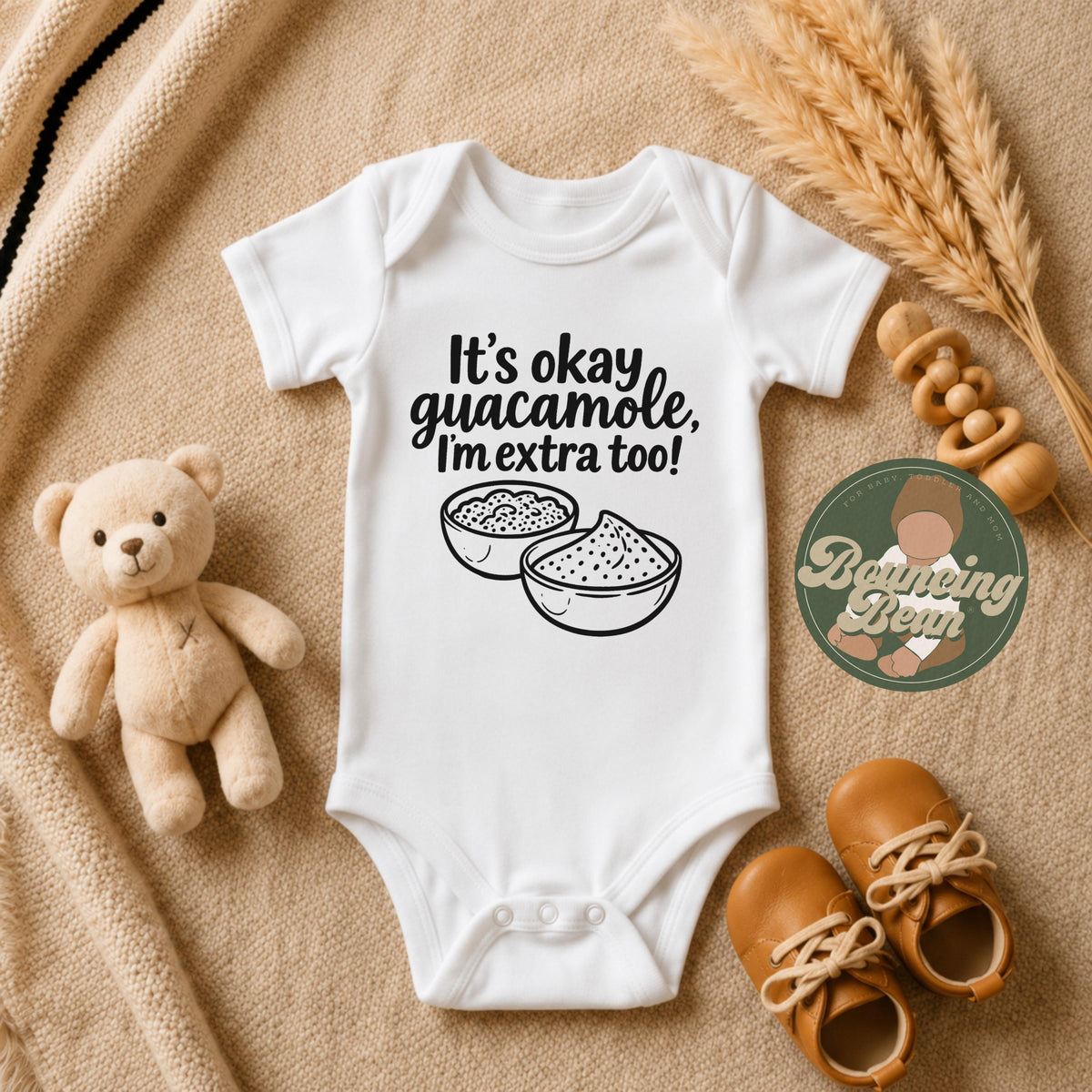 It's ok guacamole, I'm extra too Onesie® - Guacamole food themed baby Onesie® - Funny baby shower gifts